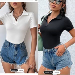 NWT 2 pack Collared Tee bodysuits - Black and White